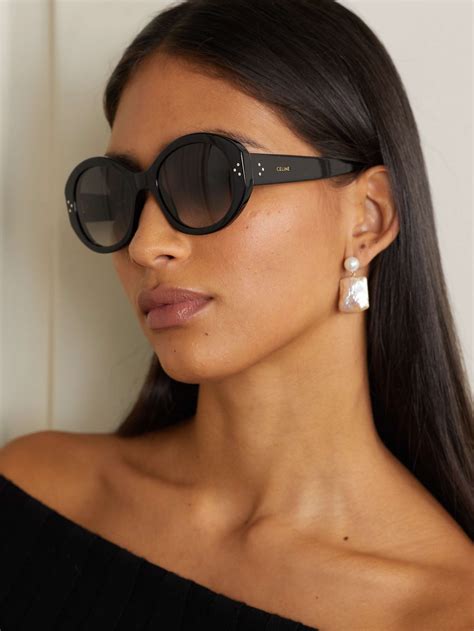 celine oversized round tortoiseshell acetate metal sunglasses|Celine sunglasses discount.